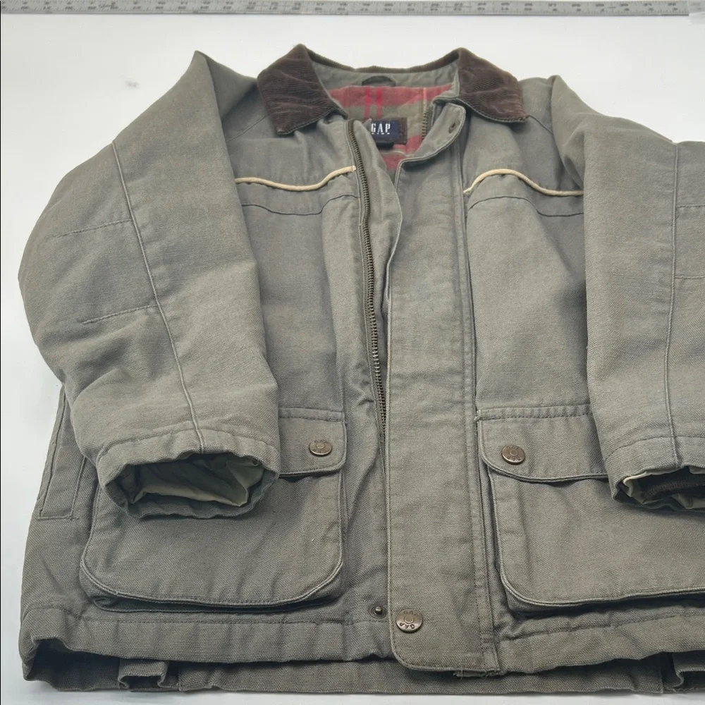GAP Kids Gray Military Jacket with Brown Collar